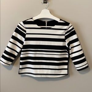 Sam Edelman Black and White Cropped Striped Top